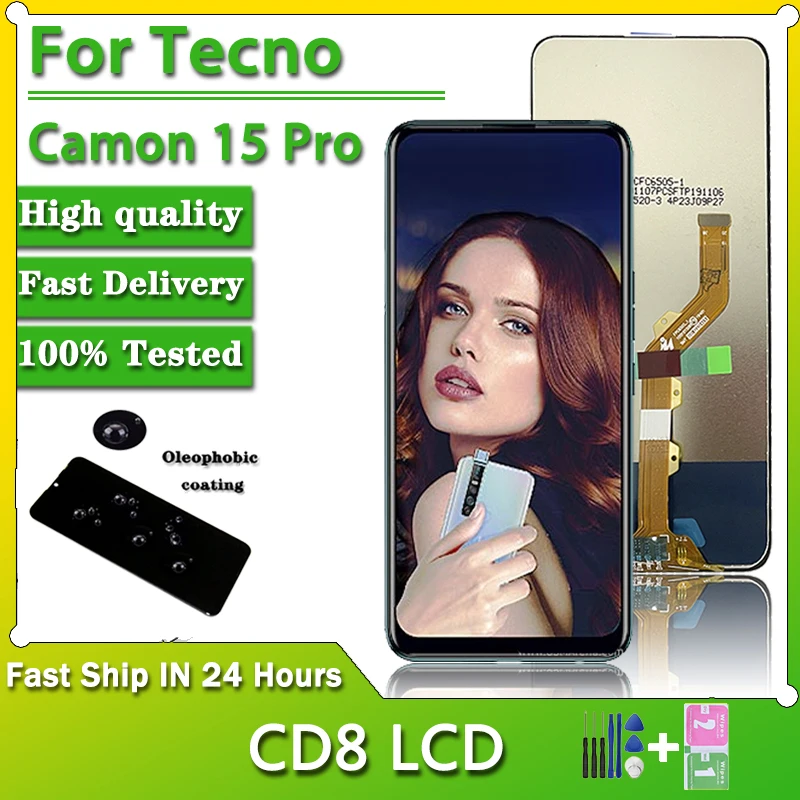 

ЖК-дисплей CD8 6,6 "для Tecno Camon 15 Pro, сенсорный экран с дигитайзером для Tecno Camon 15Pro, сменные детали для ремонта ЖК-дисплея