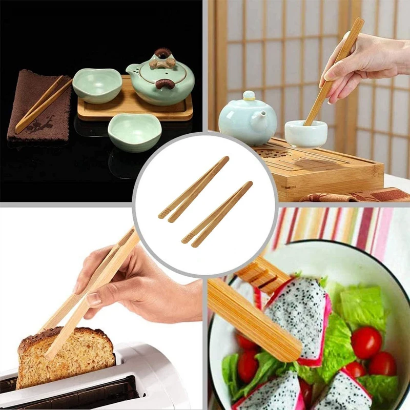 2pcs Wooden Tea Clip Utensils Toaster Toast Bread Food Tongs for Kitchen Accessories Bamboo Clip for Tea Filter Wooden Tongs
