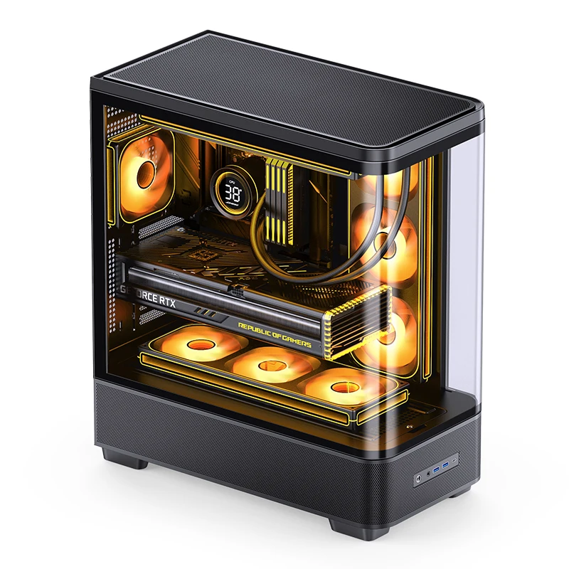 JONSBO TK-5 ATX 컴퓨터 데스크탑 케이스 일체형 하이퍼볼릭 글래스 360 수냉식 게이밍 PC 섀시 측면 투명 쉘