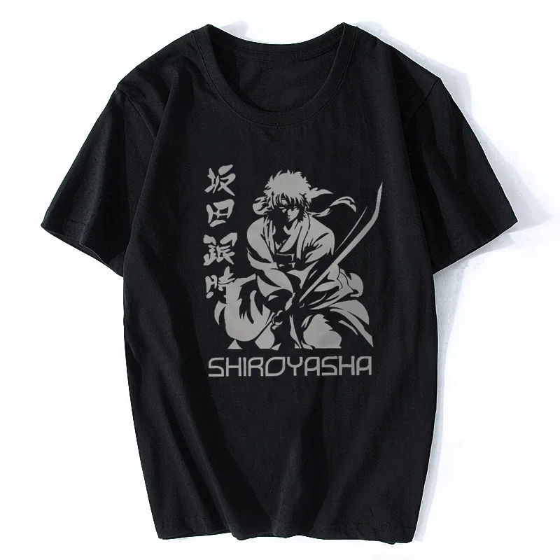 Shiroyasha L Sakata Gintoki Gintama Amanto Manga Tshirt Casual Punk T Shirt Top Homme Puro Cotone Oversize Tees Top