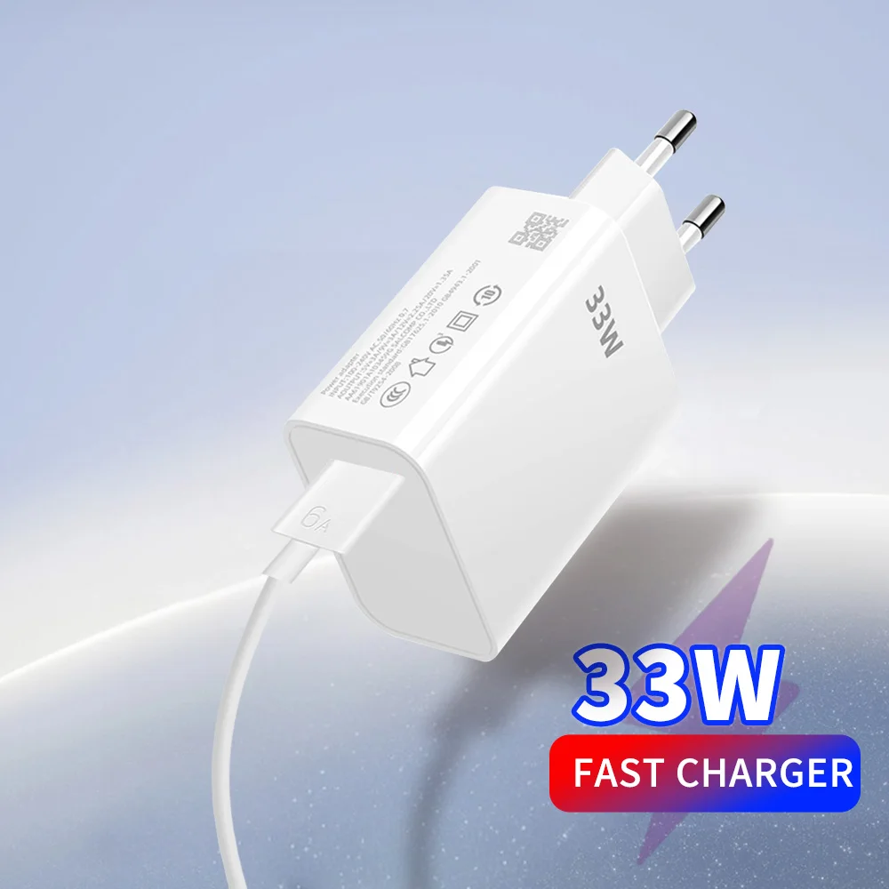 33W USB Charger Fast Charge With USB To Type C Data Cable Wall Adapter For iPhone 15 Xiaomi Redmi Quick Charge 3.0 Phone Adapter
