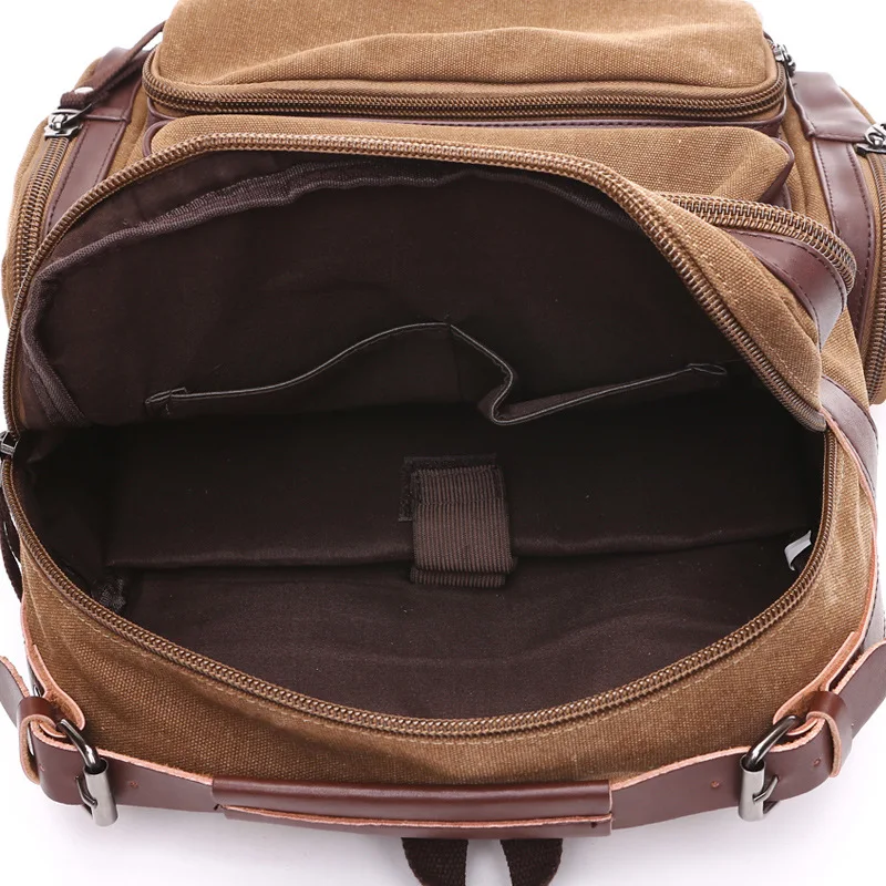 Pratico zaino portaoggetti per computer di grande capacità, zaino per studenti in tela da viaggio multitasche quadrato verticale - immagine 3