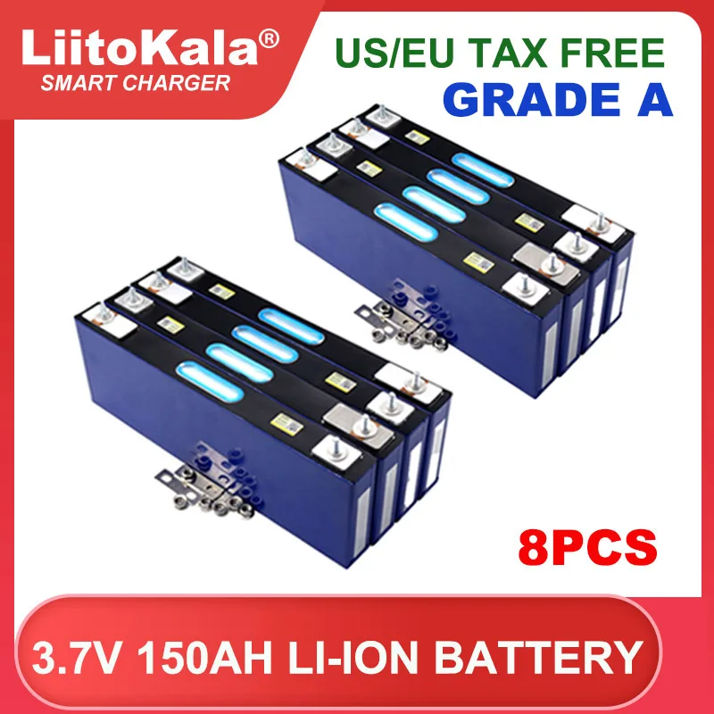 

8pcs Liitokala new 3.7v 150Ah Lithium battery Power cell for 12v 24v electric vehicle Off-grid Solar Wind Large single Tax Free
