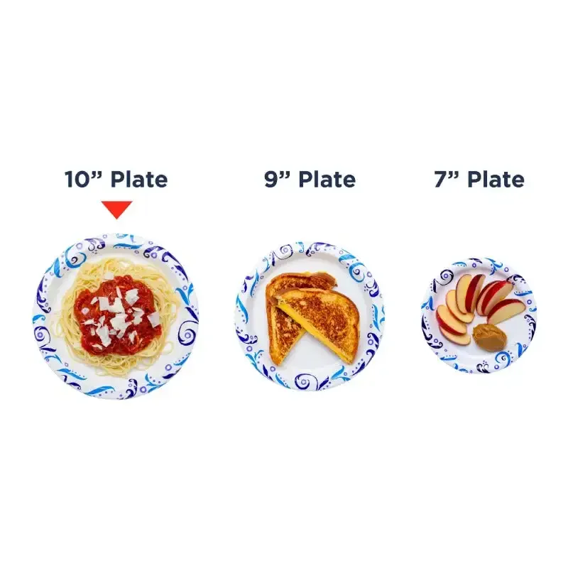 Everyday Strong, Soak Proof, Microwave Safe, Disposable Paper Plates, 10 in, Patterned, 50 Count