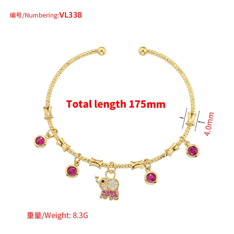 ZHUKOU candy charms bracelet for women Gold color romantic round charms bangles lady birthday gifts Man bracelet Jewelry VL338 bangle bracelet