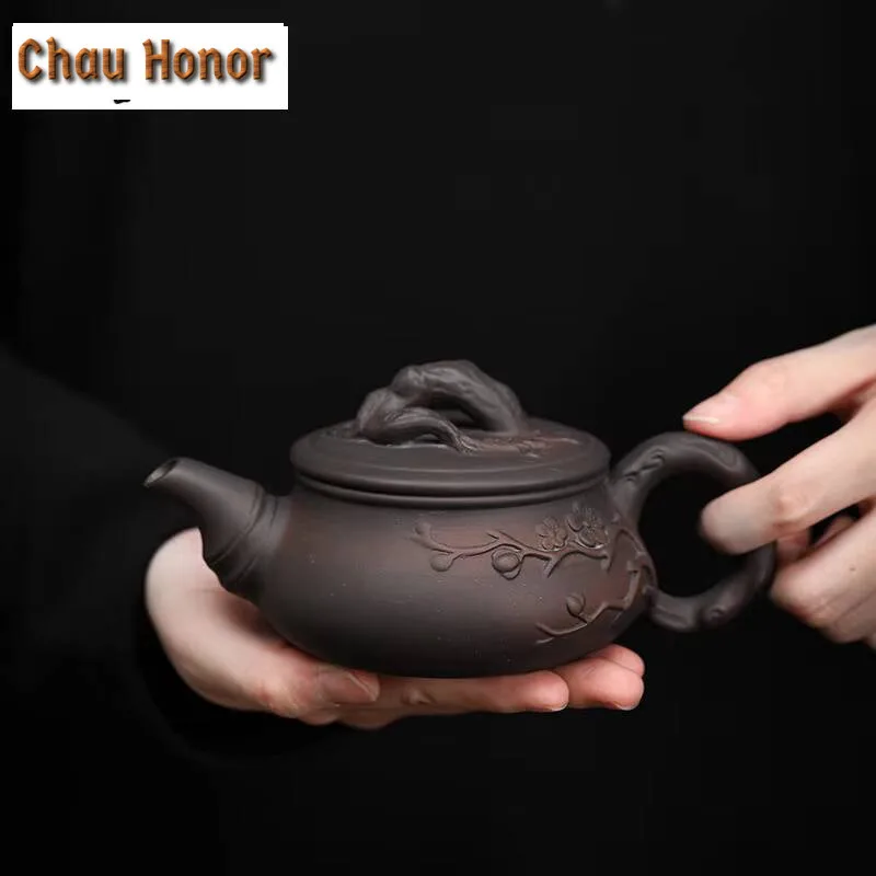 170ml Qingxi Purple Pottery Plum Blossom Teapot Handmade Household Unglazed Frosted Teapot Kungfu Teaset Tea Ceremony Drinkware