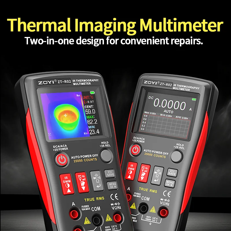 ZT-R02 전문 열화상 카메라 멀티미터 9696 IR 240240 이미징 50m 테스트 거리 -20550 ℃   온도 알람 테스터