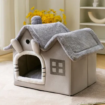 부드러운 고양이 침대 깊은 수면 집 개 고양이 겨울 집 이동식 쿠션 동봉된 애완 동물 텐트 새끼 고양이, 강아지 카마토 용품