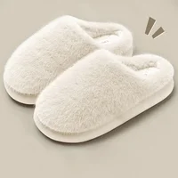 Winter Women's Faux Fur Warm Slippers-Plush Toe-Cover Slip-Resistant Cotton House Shoes,Soft Cozy Indoor Slides with Thick Sole - Image 5