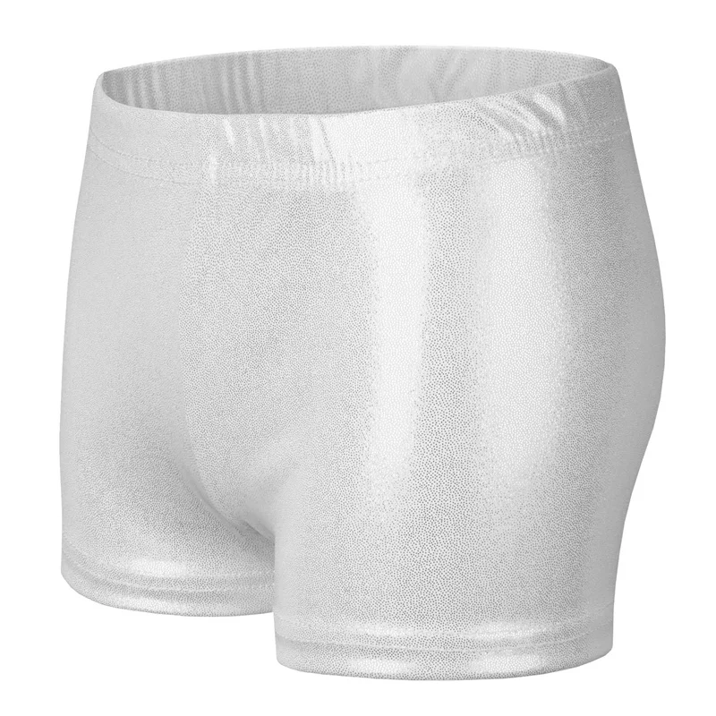 Hot Sale Cheap In Stock Elastic Kids Girls Child Metallic Short Shiny Gold Black Sports Dance Gymnastics Shorts
