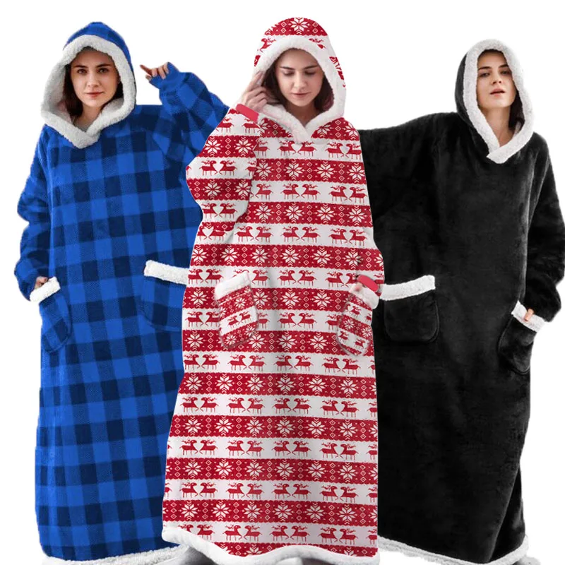 

Супердлинное фланелевое одеяло с рукавами 2022, Зимние толстовки, свитшот, женский и мужской пуловер, Флисовое одеяло большого размера для ТВ, Новинка