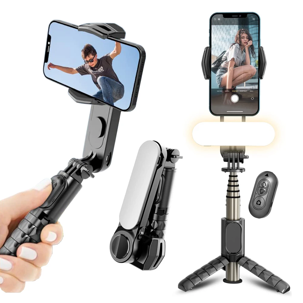 

Gimbal Stabilizer for Smartphone with Extendable Selfie Stick and Tripod, 1-Axis Multifunction Remote 360°Automatic Rotation