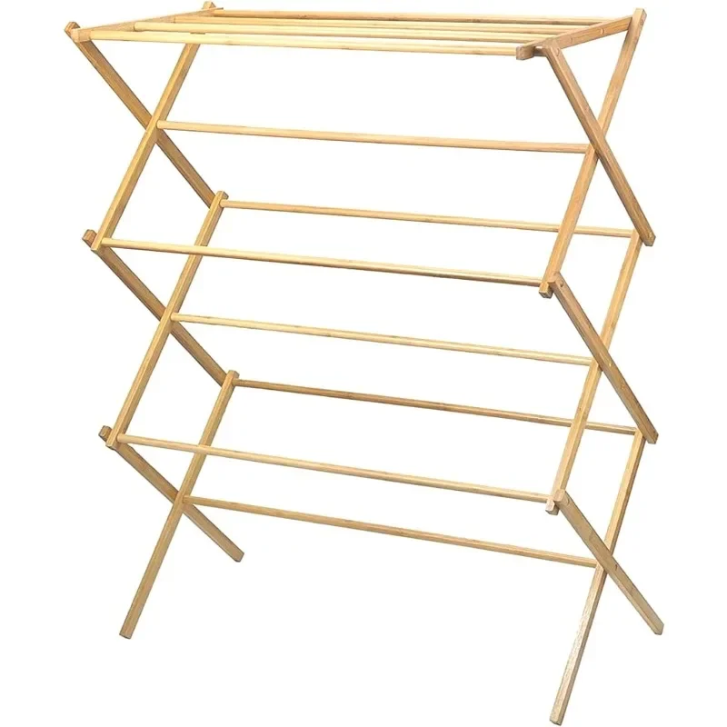 Wooden Clothes Drying Rack for Laundry - Collapsible Folding Bamboo Laundry Drying Rack for Drying Clothes - Heavy Duty 2