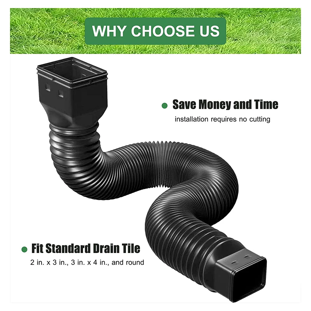 Telescopic Drain Extender Connector 21-60 Inch Plastic Gutter Downspout Reusable Flexible Downspout Extension Rainwater Diverter