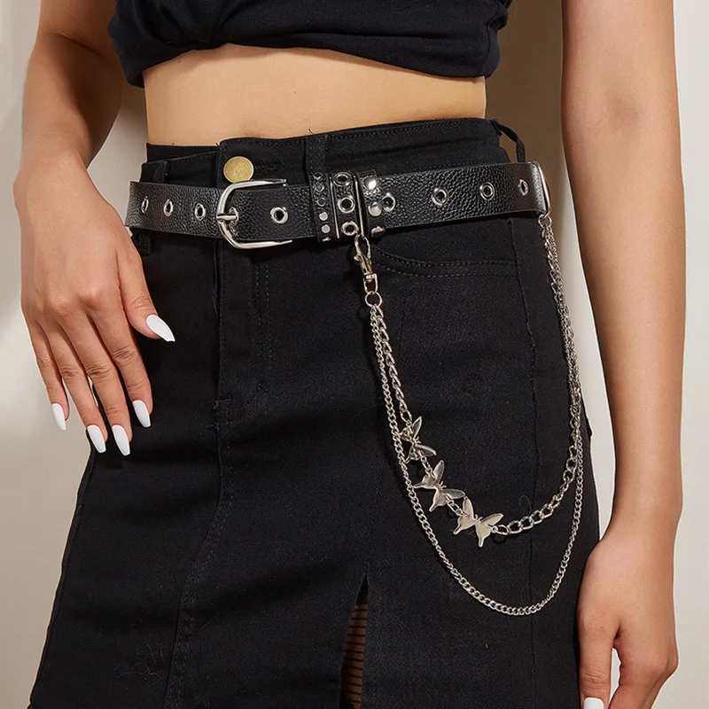 New Gothic Unisex Belt Punk Style Rivet Hanging Chain Belts Fashion Personality Trend All-Match Jeans Skirt Women's Waistband