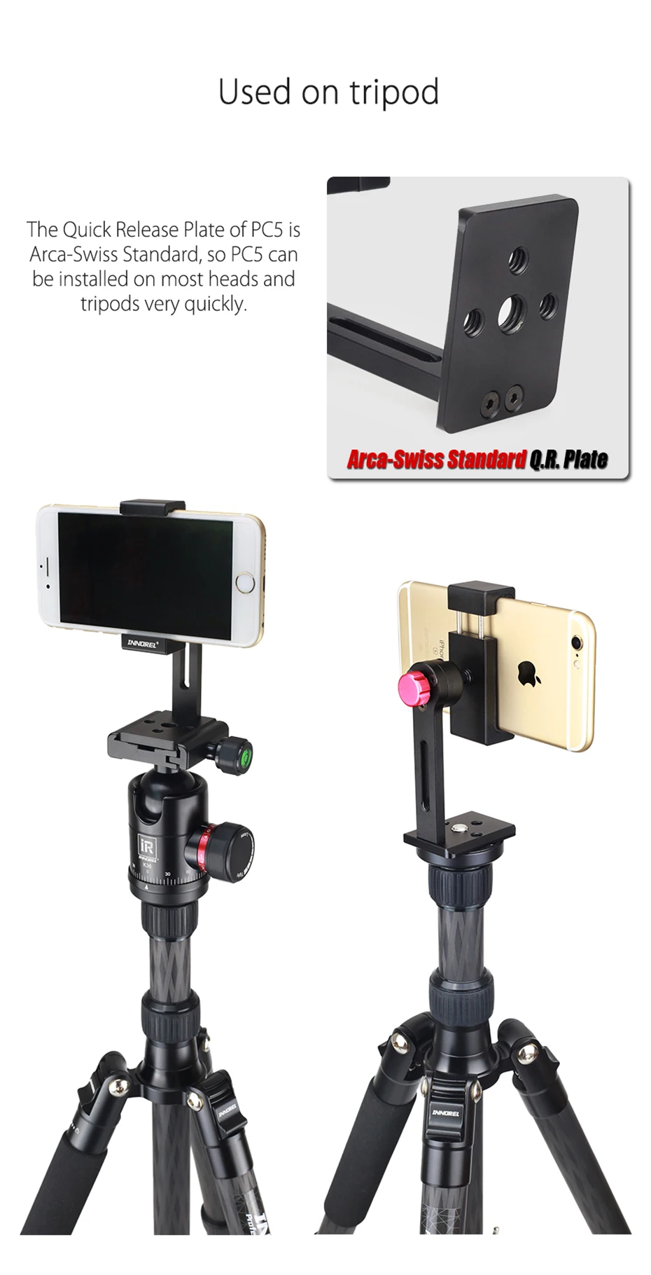PC5 Aluminum Alloy Cellphone Clip Smartphone Holder Tripod Mount 360 Degree Adju