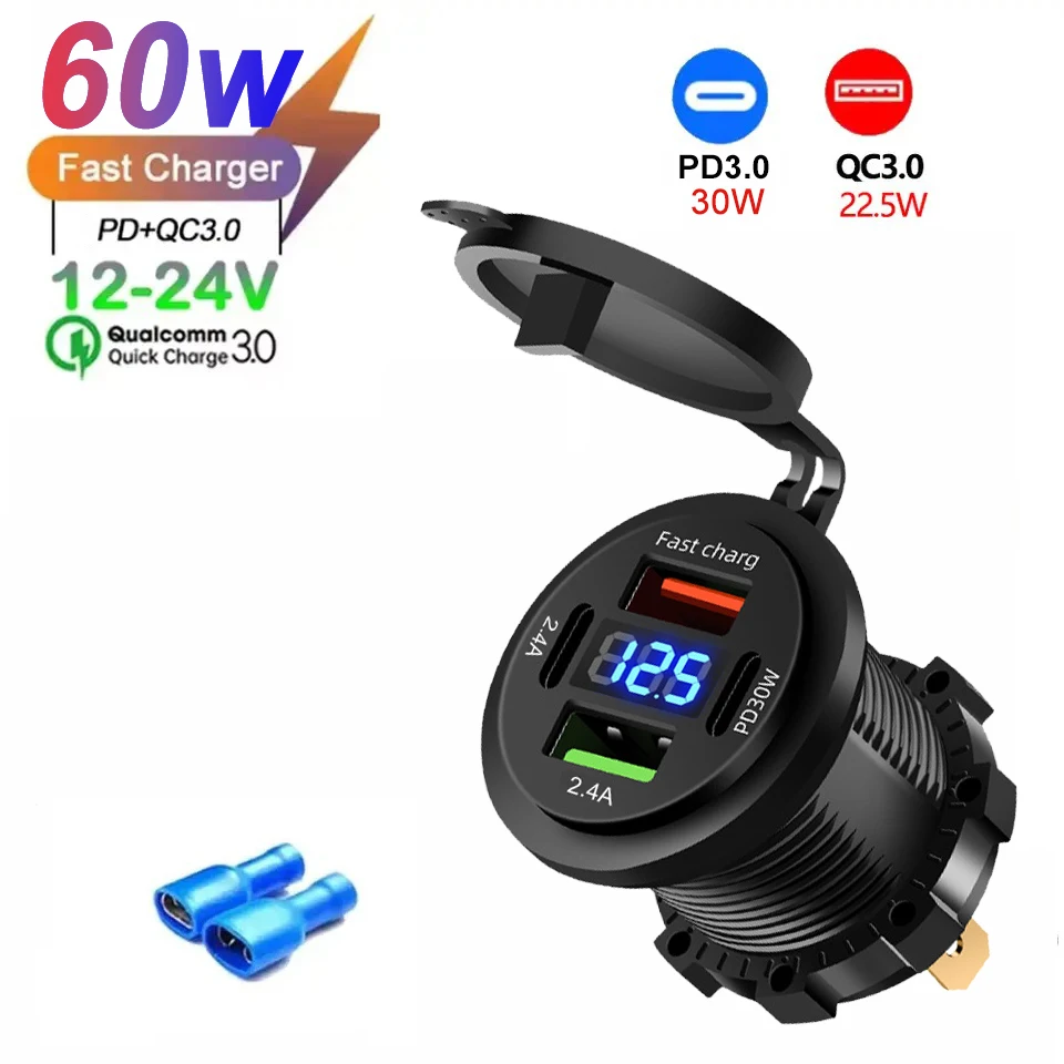 ตัวเลือกสินค้า ที่ชาร์จรถยนต์ USB PD 83W ช่องคู่ กันน้ำ