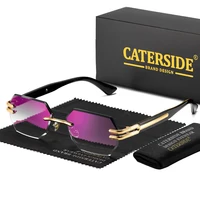 CATERSIDE Nouvelles Lunettes de Soleil Sans Monture pour Hommes, Verres Polychromes Dégradés Tendance, Monture Métallique, Lunettes de Soleil de Fête et d'Extérieur pour Femmes 1