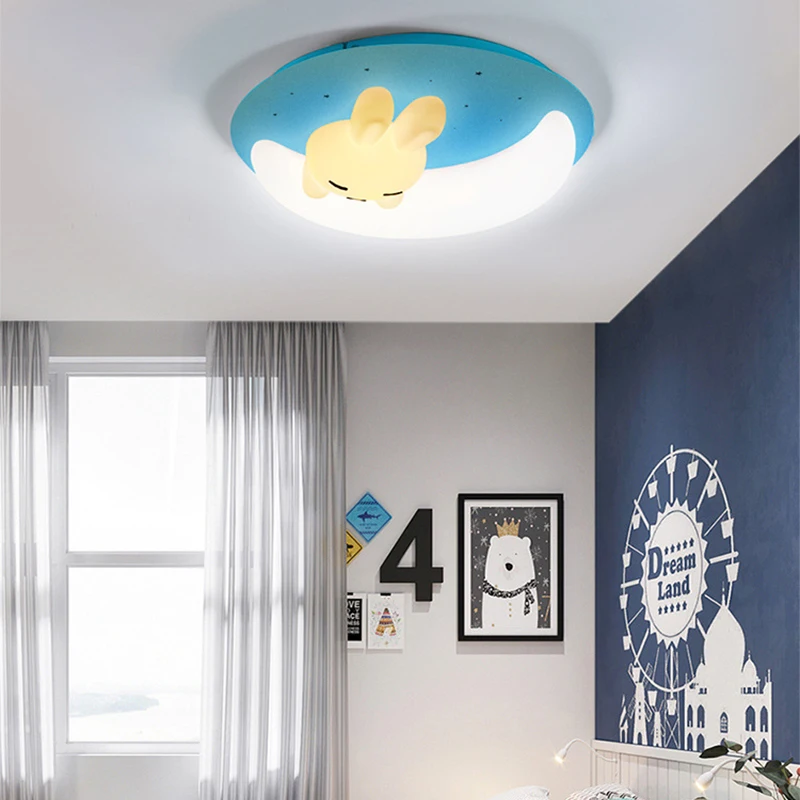 

Rabbit Moon Kids Lamp Pink Cute Led Lights for Bedroom Abajur Infantil Starry Cartoons Round Ceiling Decoration Starry HXD-063