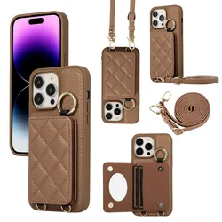 Leather Wallet Phone Case with Mirror, Card Holder, and Wrist/Shoulder Strap Lanyard - iPhone 12 (Brown)