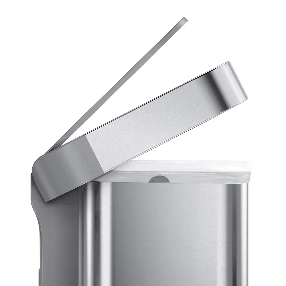 45 Liter / 12 Gallon Liter Rectangular Hands-Free Kitchen Step Trash Can with Soft-Close Lid, Brushed Stainless Steel