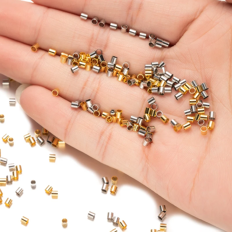 100pcs Stainless Steel Crimp Tube Beads Spacer End Stopper Cap For DIY Earring Necklace Pendant Jewelry Making Supplies Material