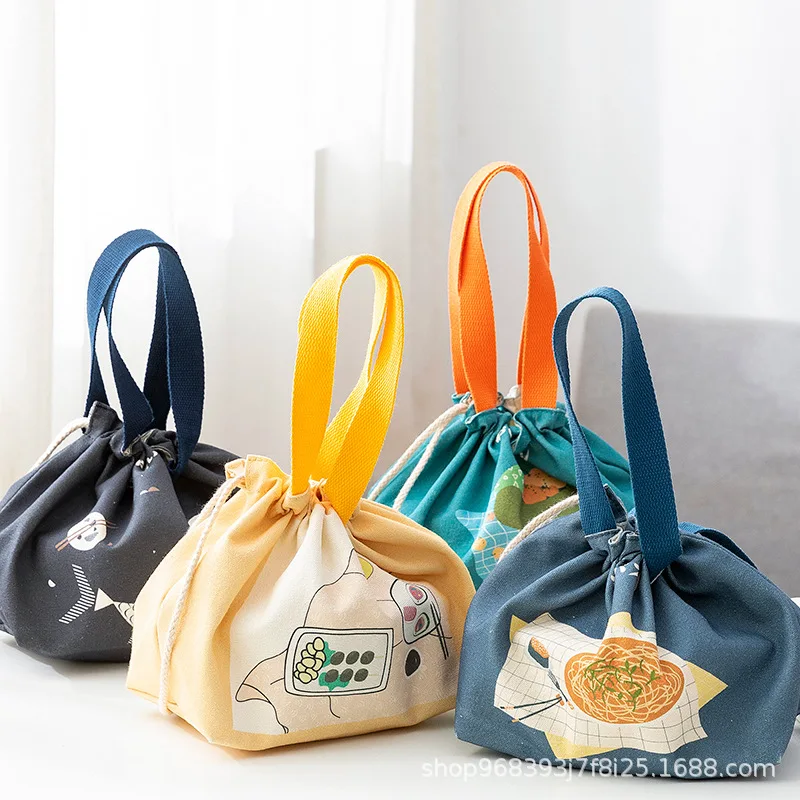 

Новая сумка Zefeng Bento в японском стиле, удобная переносная Холщовая Сумка с изображением ручной работы и толстой изолированной сумкой для ланча