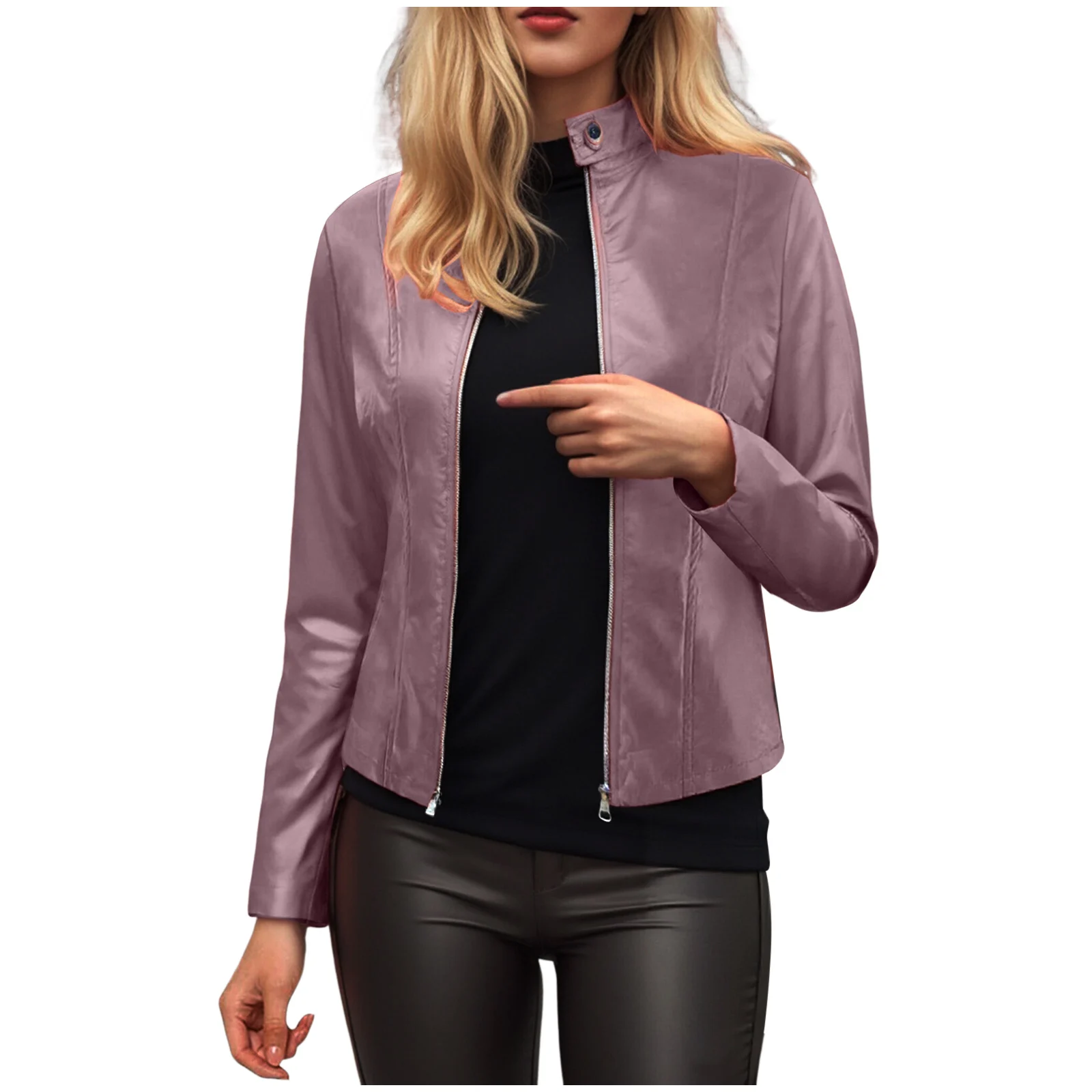 Women’s Slim Fit Faux Leather Moto Jacket