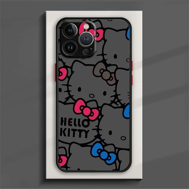 thumbnail image 1 of Bonita funda de teléfono de Hello kitty para iPhone, 15, 14, 13, 12, 11 Pro Max, mini, XS Max, XR, X, 8 Plus, SE, cubierta translúcida esmerilada, 1 of 5
