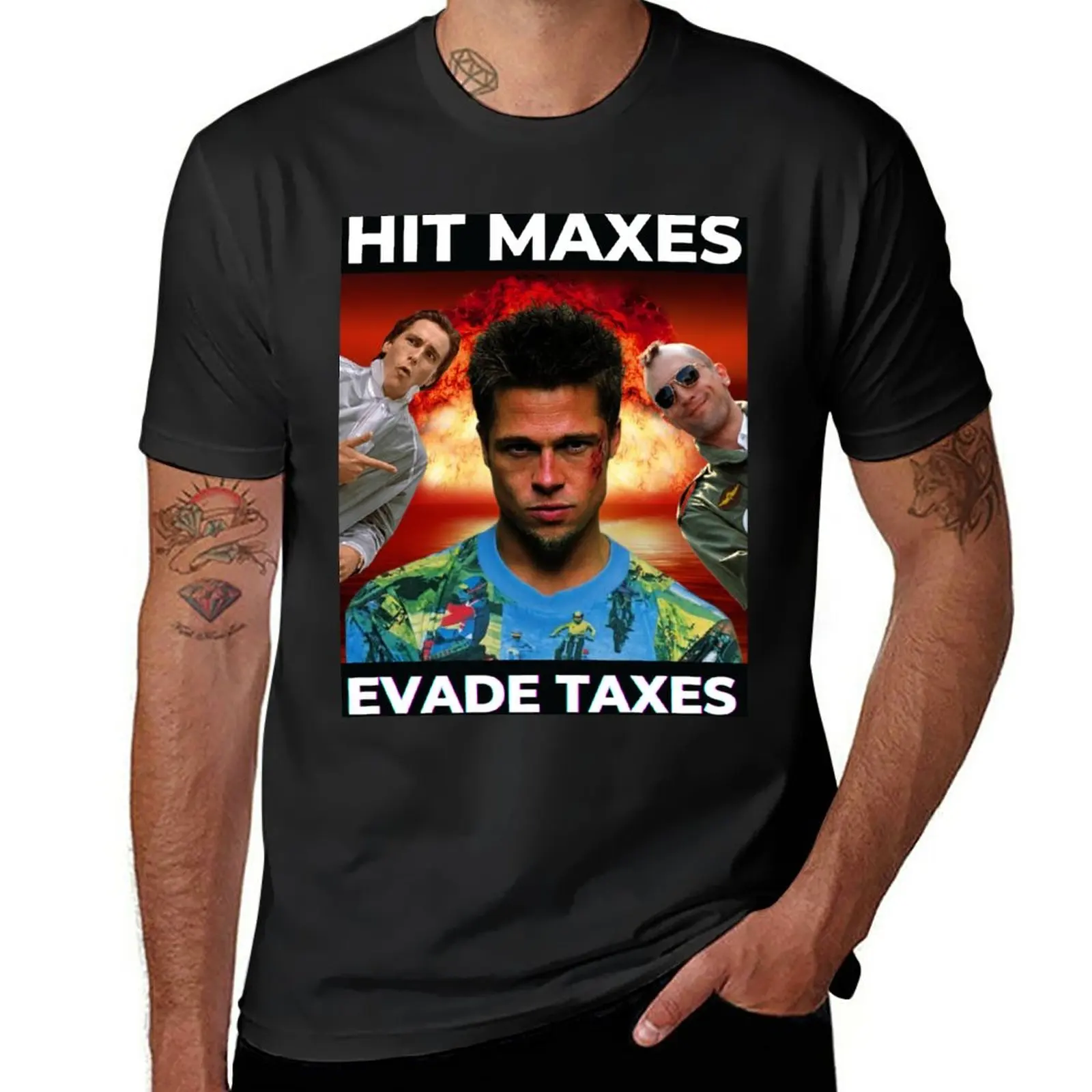 Hit Maxes Evade Tax T-Shirt Oversize Coreano Fashion Sports Fans Mens Graphic T-Shirt Anime