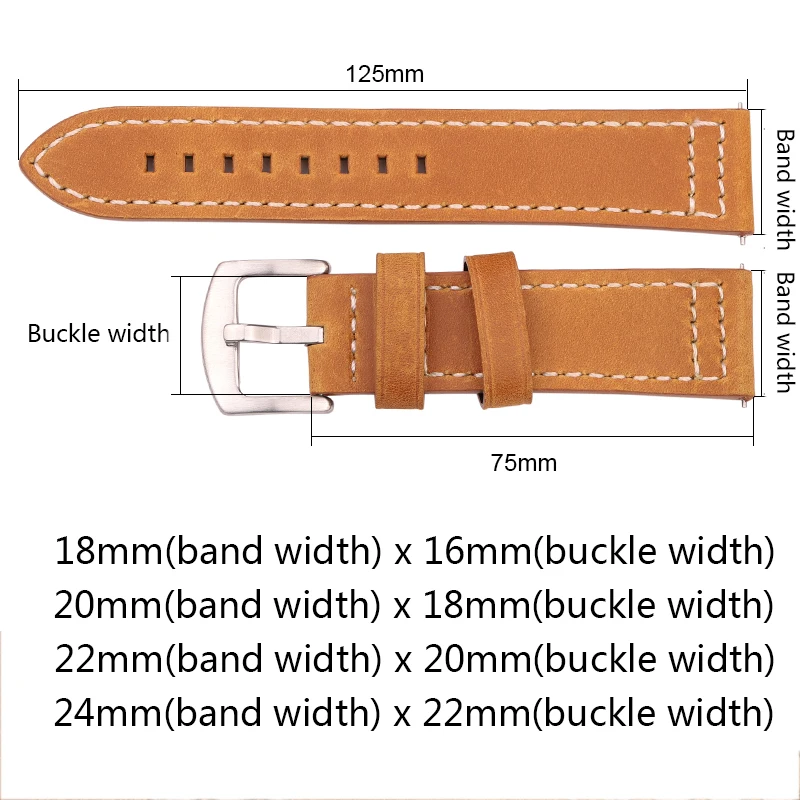 Genuine Leather Watchbands Soft Quick Release Cowhide Watch Strap Women Men 18mm 20mm 22mm 24mm Wrist Band Gift