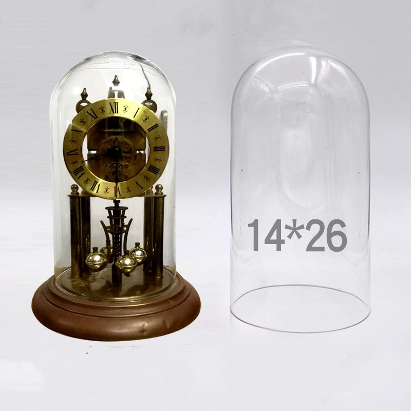 14*26cm Transparent Glass Dome Home Deocration Antique Gift Special Dustproof Cake Food Cover Clock 5