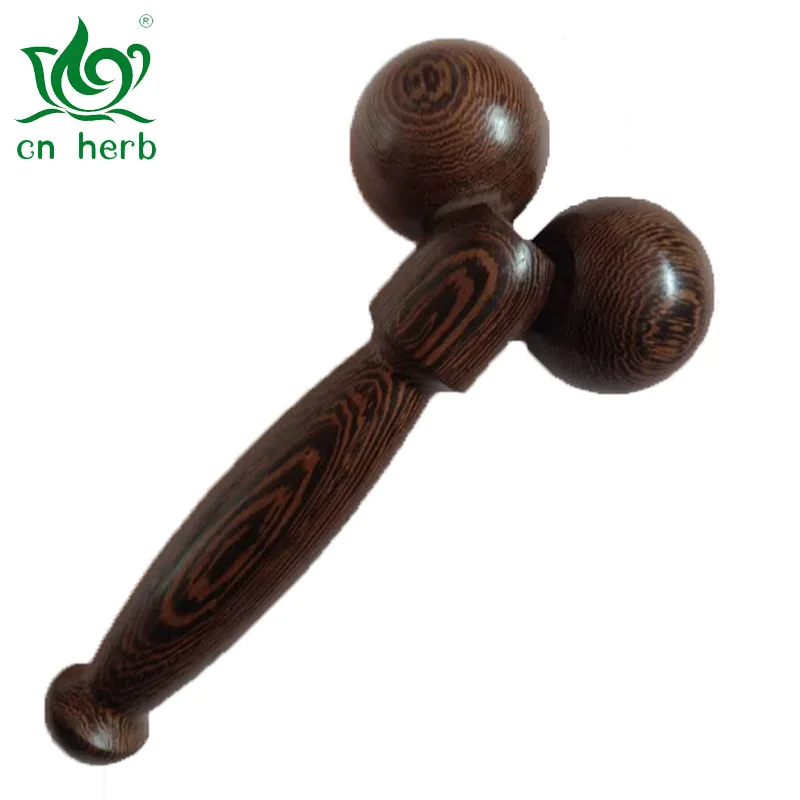 CN Herb Wenge Wood Double Ball Roller Massager Facial Leg Body Beauty Face-lifting Massage Stick Wooden Massage Tool