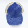 Vintage Ponytail Baseball Cap Women Adjustable Snapback Hat Mesh Distressed Summer Cap Woman Sunhat 5