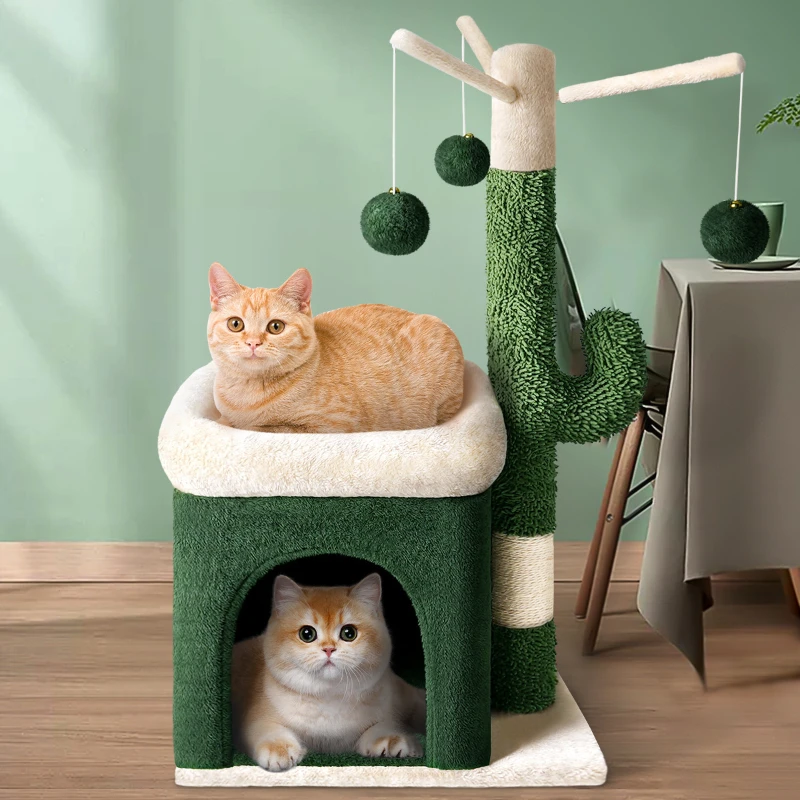 

Cactus Cat Climbing Frame, Cat Tree Nest, Integrated Flannel Small Cat Jumping Platform, Bell Pet Toy, Sisal Column