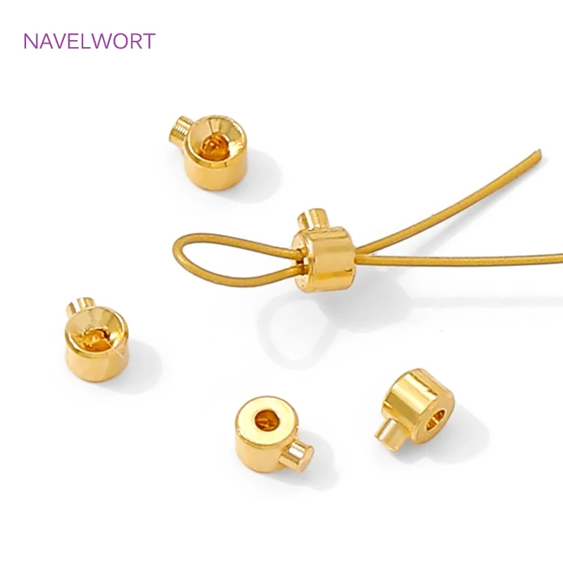 Perle d'extrémité à sertir ronde plaquée or 18 carats, perles à sertir en laiton pour fournitures de fabrication de bijoux, lampes pour bijoux, accessoires de Bracelets à faire soi-même