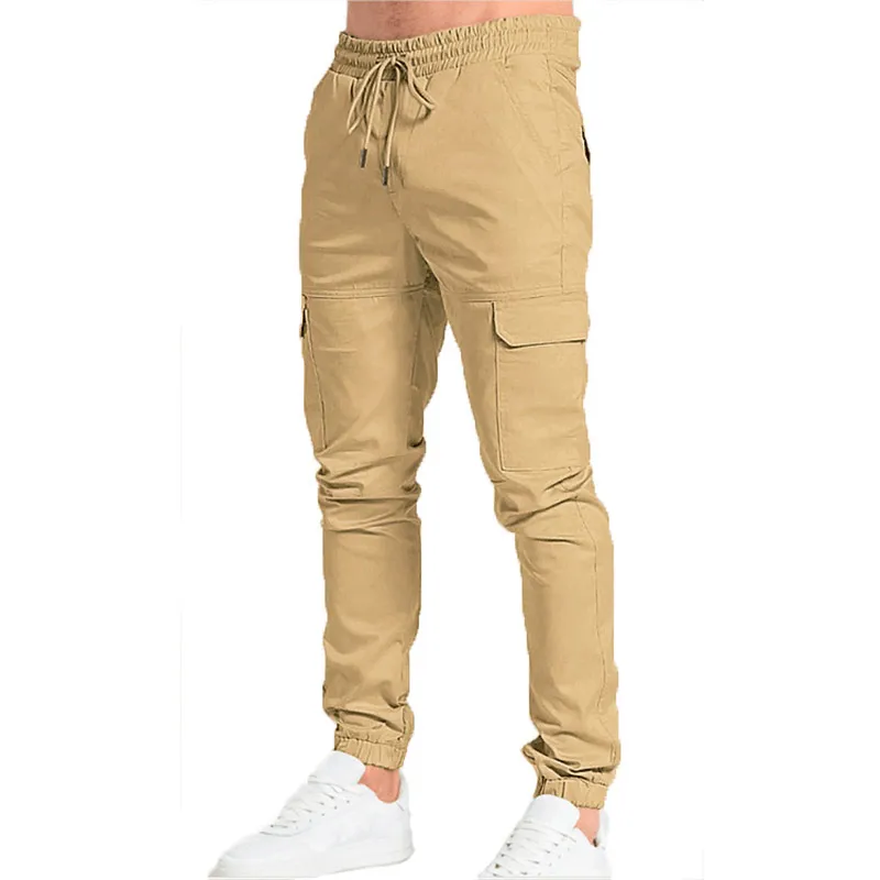 

Summer KPOP Fashion Style Harajuku Slim Fit Trousers Loose All Match Casual Pants Cotton Solid Cross-Pants Pockets Men's Pants