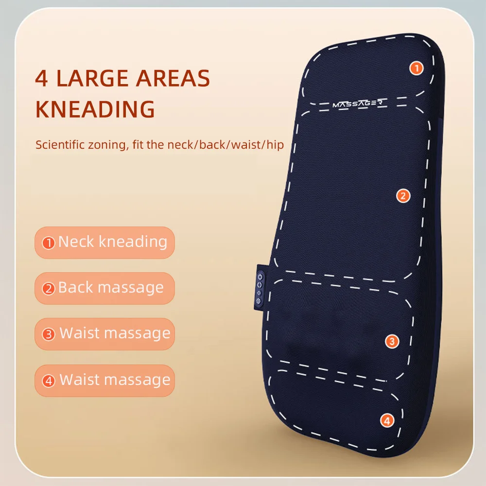 Walk Up and Down Back Massage Chair Cushion 3D Shiatsu Kneading Spot Massage Back Pad Full Body Lumbar Waist Backrest Massager