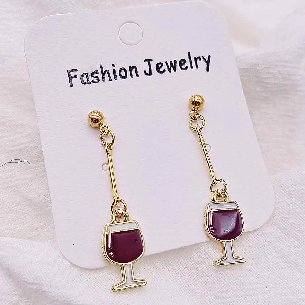 1 Pair Asymmetrical Wine Beer Earrings Mini Food Coffee French Fries Dangle Drop Earrings Jewelry Gifts for Women Girls 6