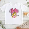 Cartoon Disney Princess Print T-shirts for Children Summer Cotton Short Sleeve Children Clothes Girl Tops 5