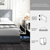 HOOMIC Platform Storage Bed Frame with 4 Drawers, Adjustable Headboard with Square Stitched Button Tufted Design Allewie 3