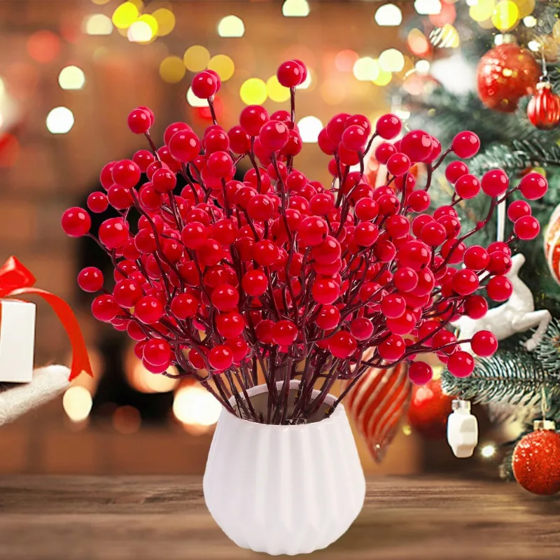 Description Picture 6 of itemXmas Simulation Berry 13 Heads Red Berries Branch Artificial Flower Fruit Cherry Plant Chriatmas Tree Wreath Gift Decorations