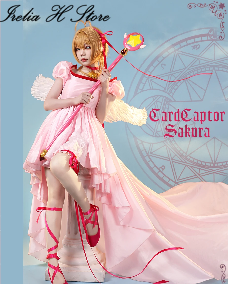 

Irelia H Store Anime Cosplays CARD Card Captor Sakura Cosplay Costume pink dress female Theater Edition Princess Sakura
