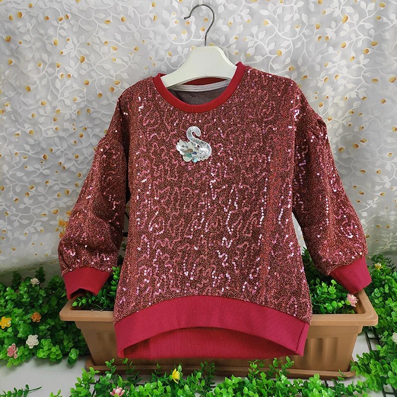 

girls clothes long sleeve top for kids Cartoon Sequin Blouses summer children t shirt for girls boutique outfits 4 to 12 years