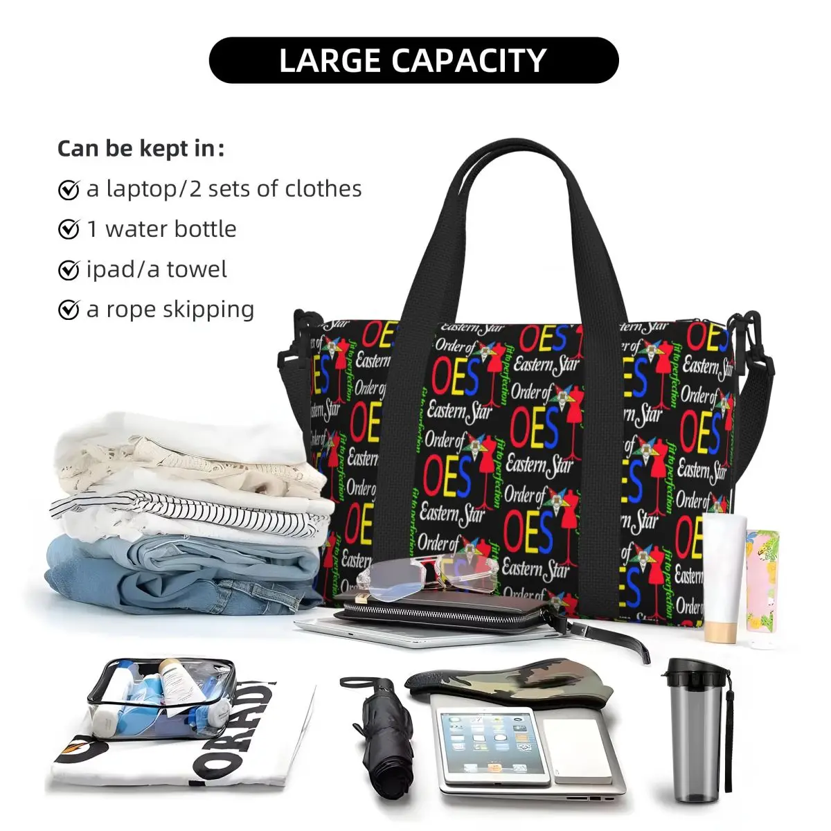 Order Of The Eastern Star Beach Tote Bag Women Extra Large Gym Carry On Freemasonry Travel Shopping Bags