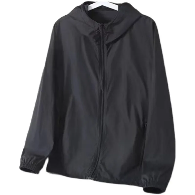 

2023 Summer Oversized Jacket Plus Size Tide Sun Protection Jacket Slim Section Casual Loose Hooded Jacket Black 11XL 12XL