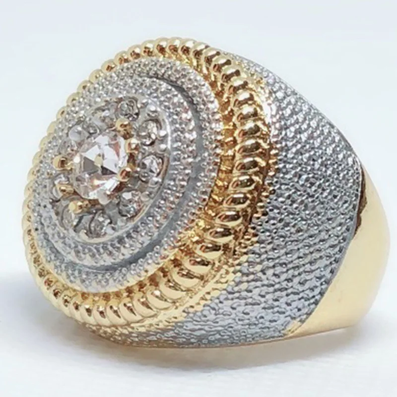 Clear Cubic Zircon Men Ring Wedding Band Male Rings Punk Rock Hip Hop Jewelry