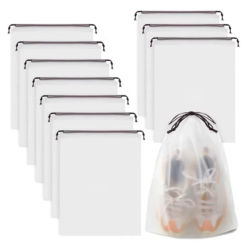 5/10PCS Portable Shoe Storage Drawstring Storage Bag for Sundries Travel Makeup Bag Waterproof Transparent Plastic Storage Bag