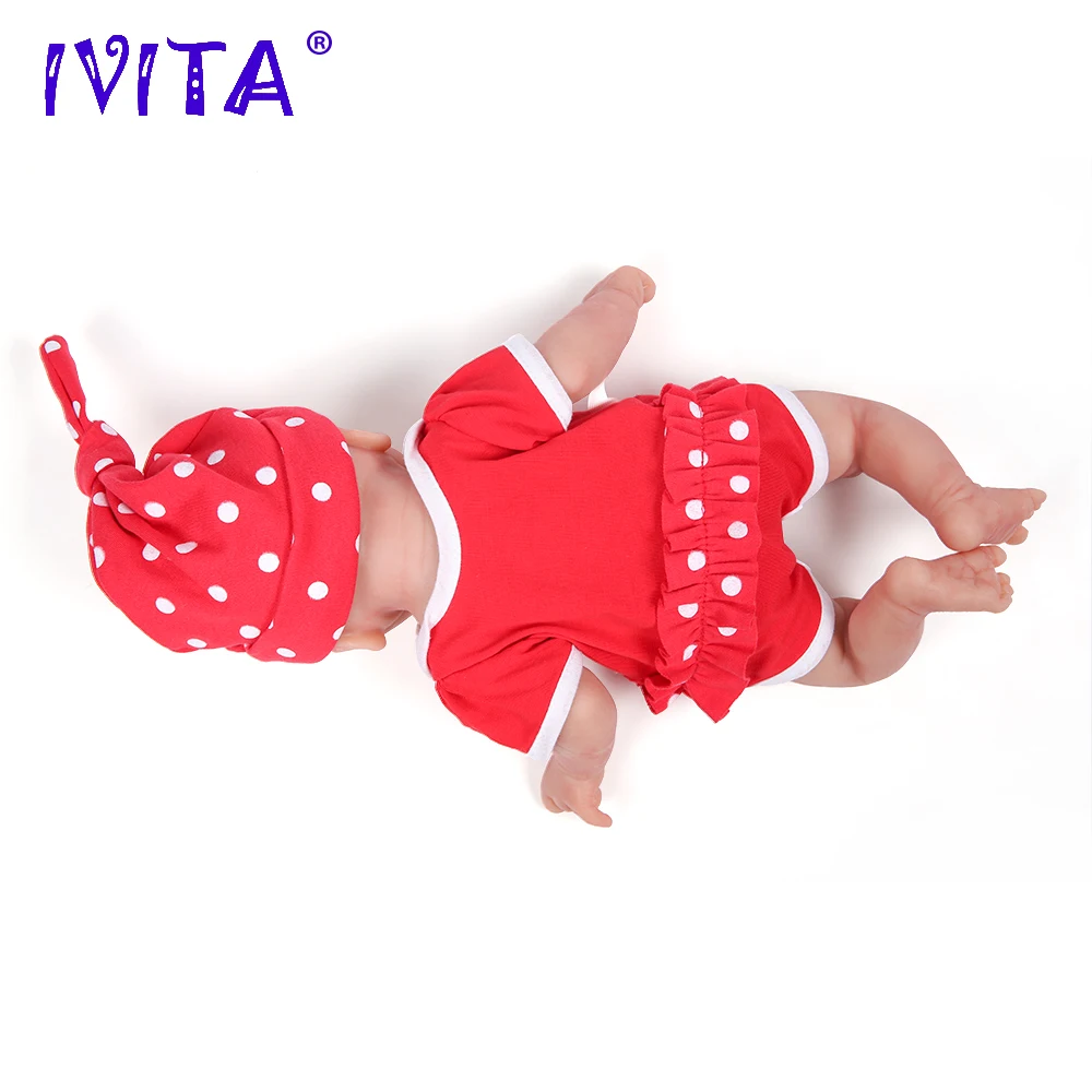 IVITA-Full Body Silicone Bebe Reborn Baby Doll, Coco bonecas macias, menina realista do bebê, DIY em branco brinquedos para crianças, 14 