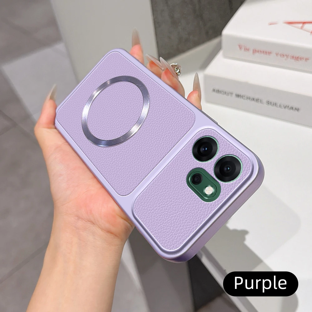 Leather Pattern Magnetic Ultra-Thin Anti-Drop Case with Wireless Charging Capabilities